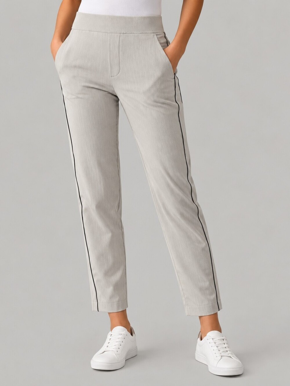 Athleta Striped Pull-On Jogger Ankle Pants Athletic Cottage Beach Fisherman US0